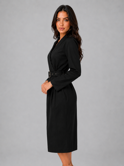 Feathorne Women's Belted Long Sleeve Midi Dress - view 3