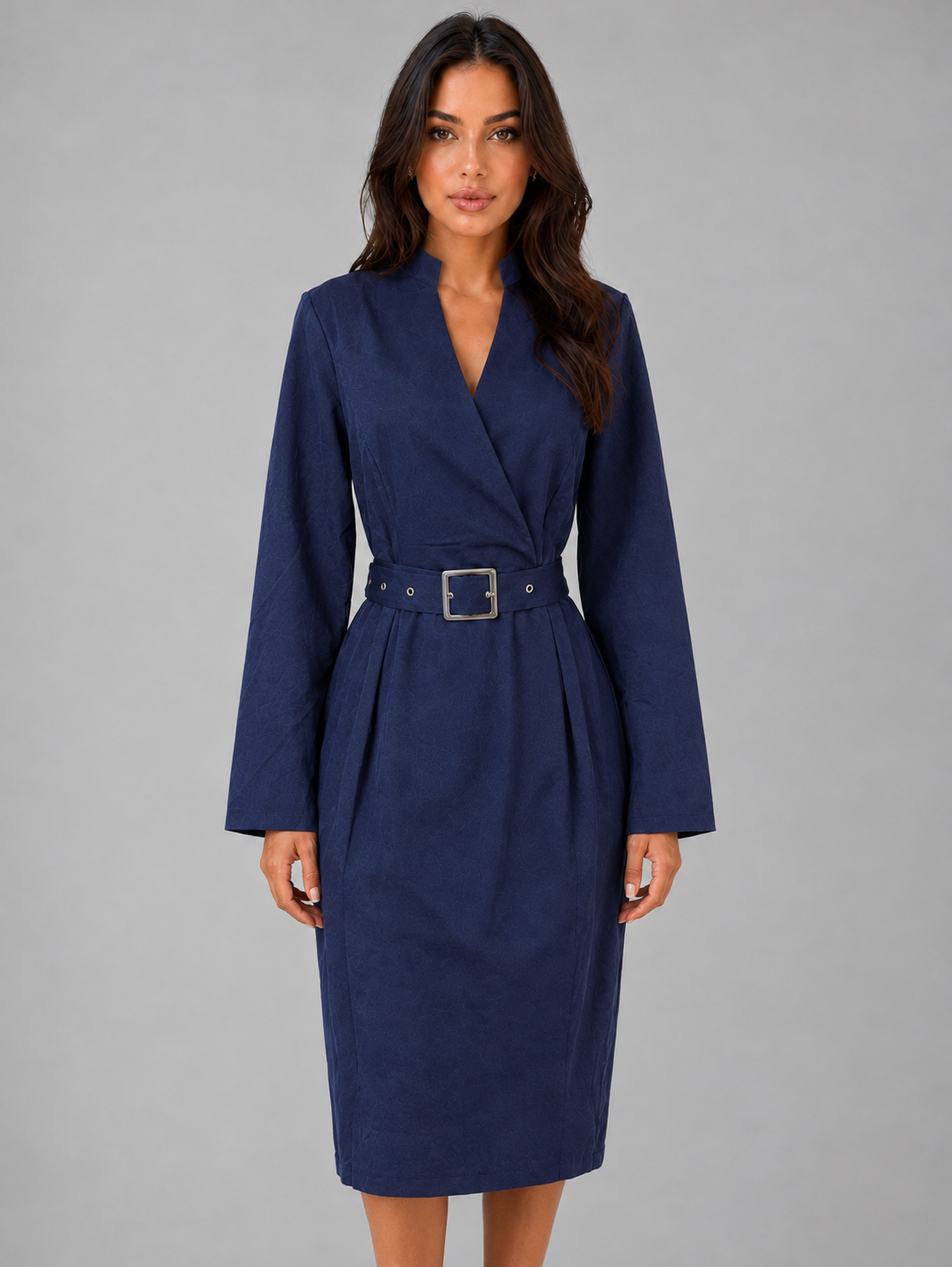 Feathorne Women's Belted Long Sleeve Midi Dress - view 6
