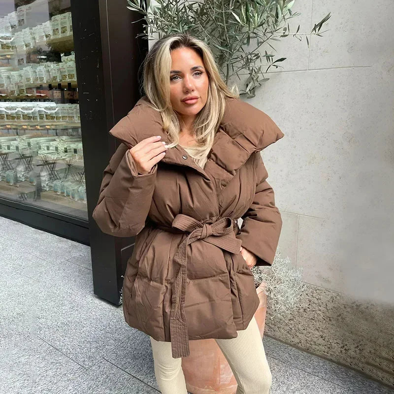 Feathorne Women's Belted Oversized Collar Puffer Jacket - view 8