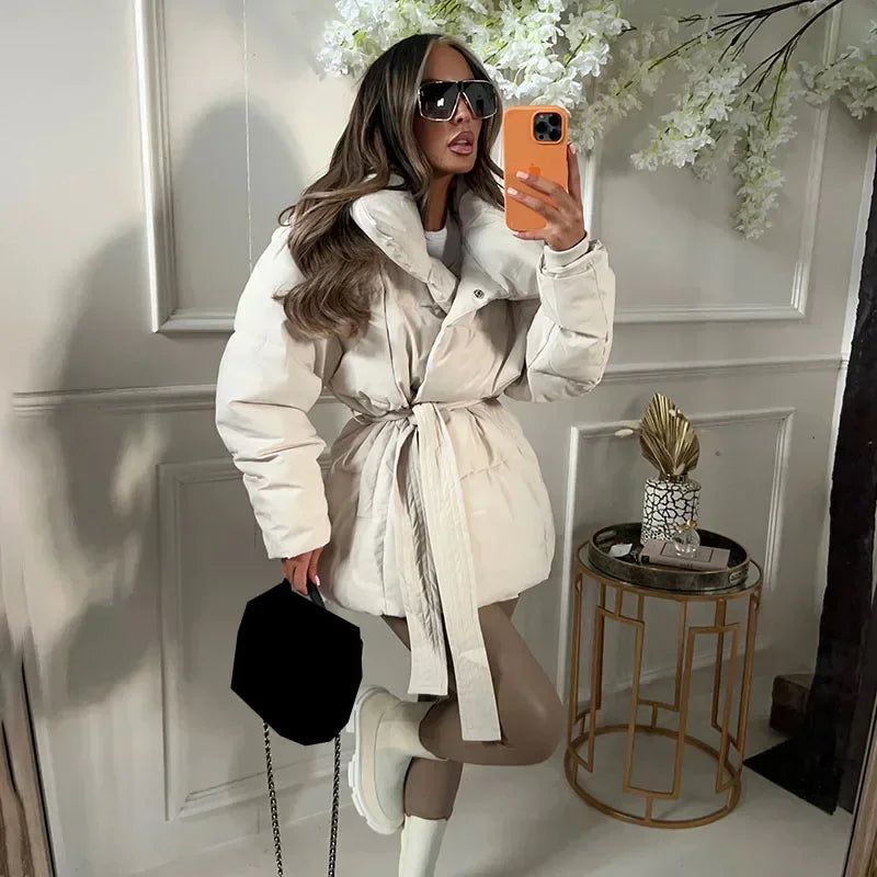 Feathorne Women's Belted Oversized Collar Puffer Jacket - view 6