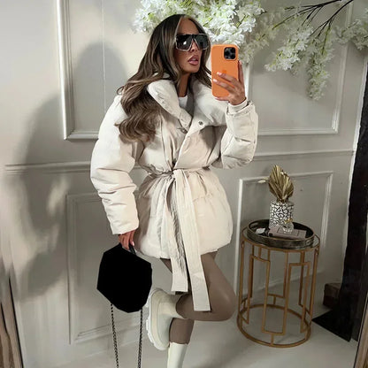 Feathorne Women's Belted Oversized Collar Puffer Jacket - view 6