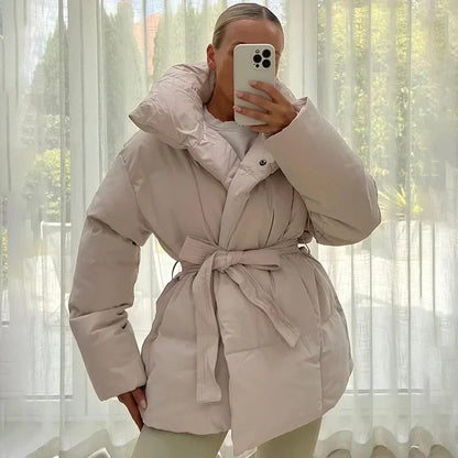 Feathorne Women's Belted Oversized Collar Puffer Jacket - view 7