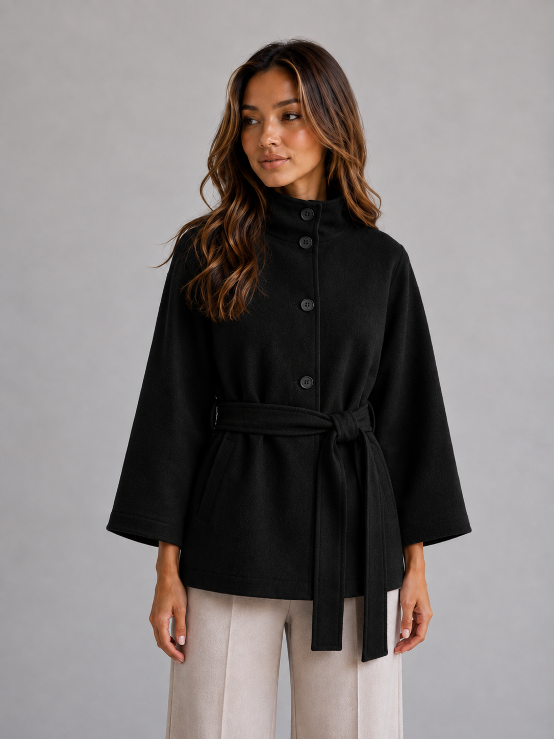 Feathorne Women's Belted Stand Collar Cape Jacket - view 5