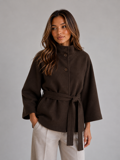 Feathorne Women's Belted Stand Collar Cape Jacket - view 4