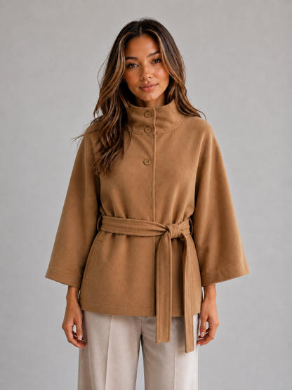 Feathorne Women's Belted Stand Collar Cape Jacket - view 1