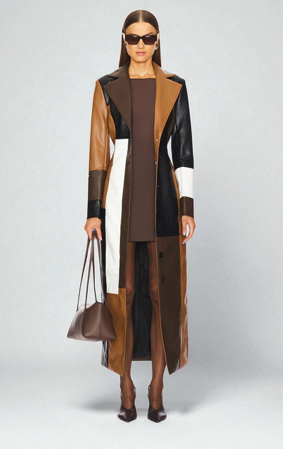 Feathorne Women's Colorblock Notched Lapel Coat - front view