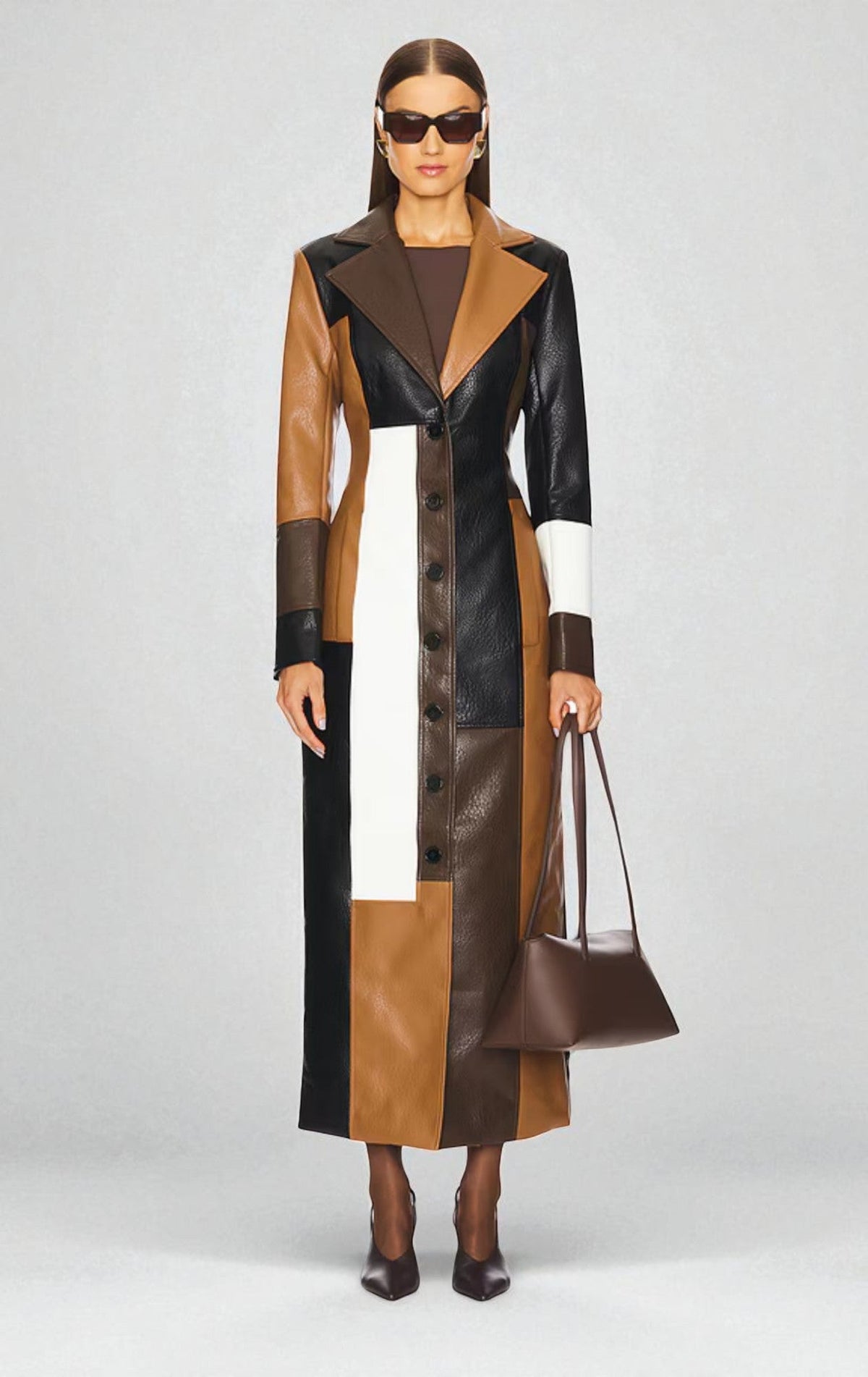 Feathorne Women's Colorblock Notched Lapel Coat - back view