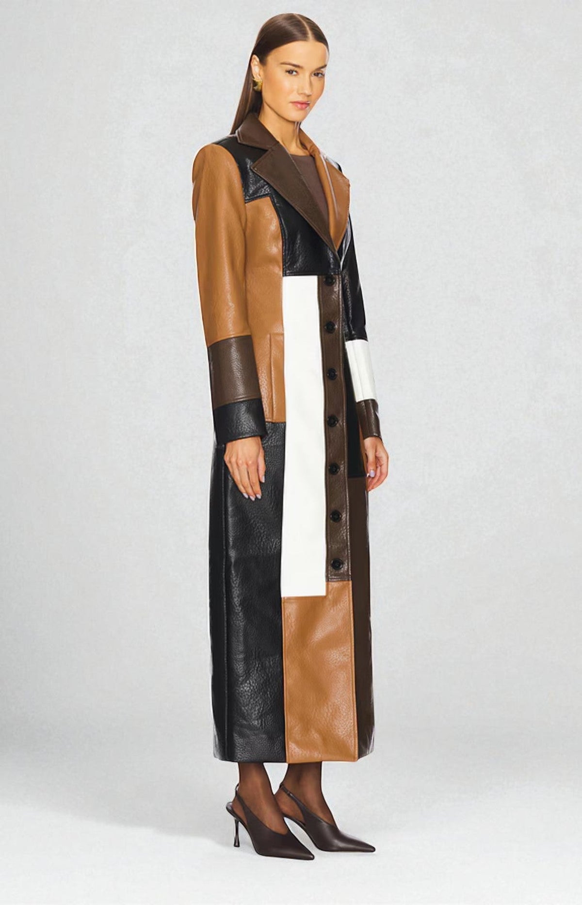 Feathorne Women's Colorblock Notched Lapel Coat - side view