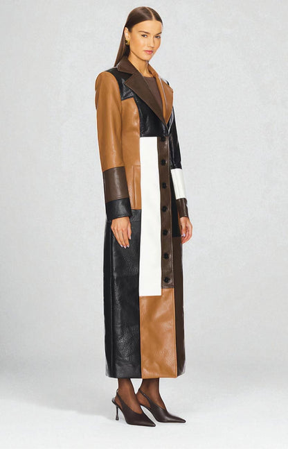 Feathorne Women's Colorblock Notched Lapel Coat - side view