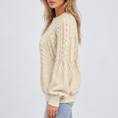 Feathorne Women's Cable Knit Balloon Sleeve Jumper - view 2