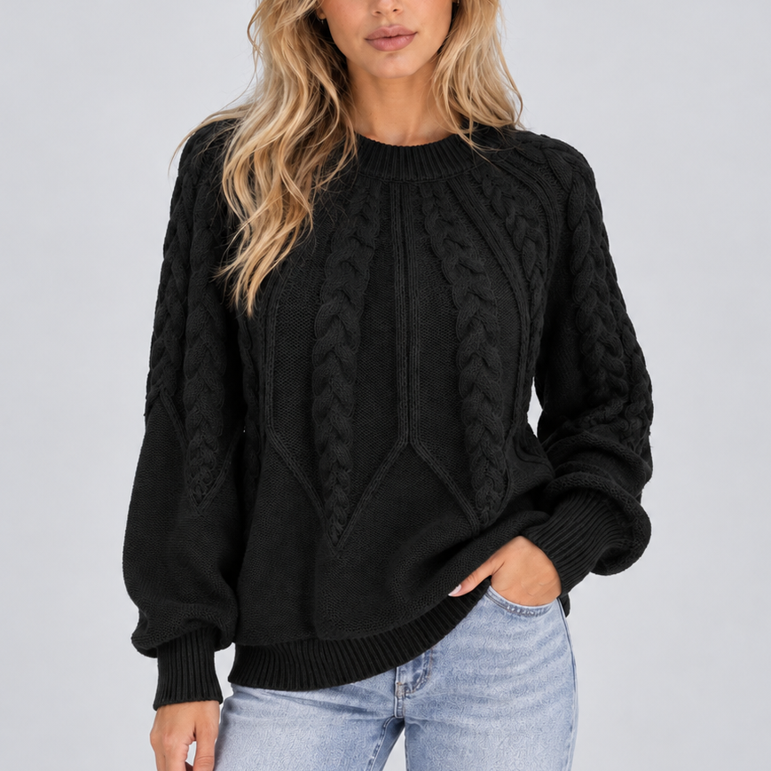 Feathorne Women's Cable Knit Balloon Sleeve Jumper - view 7