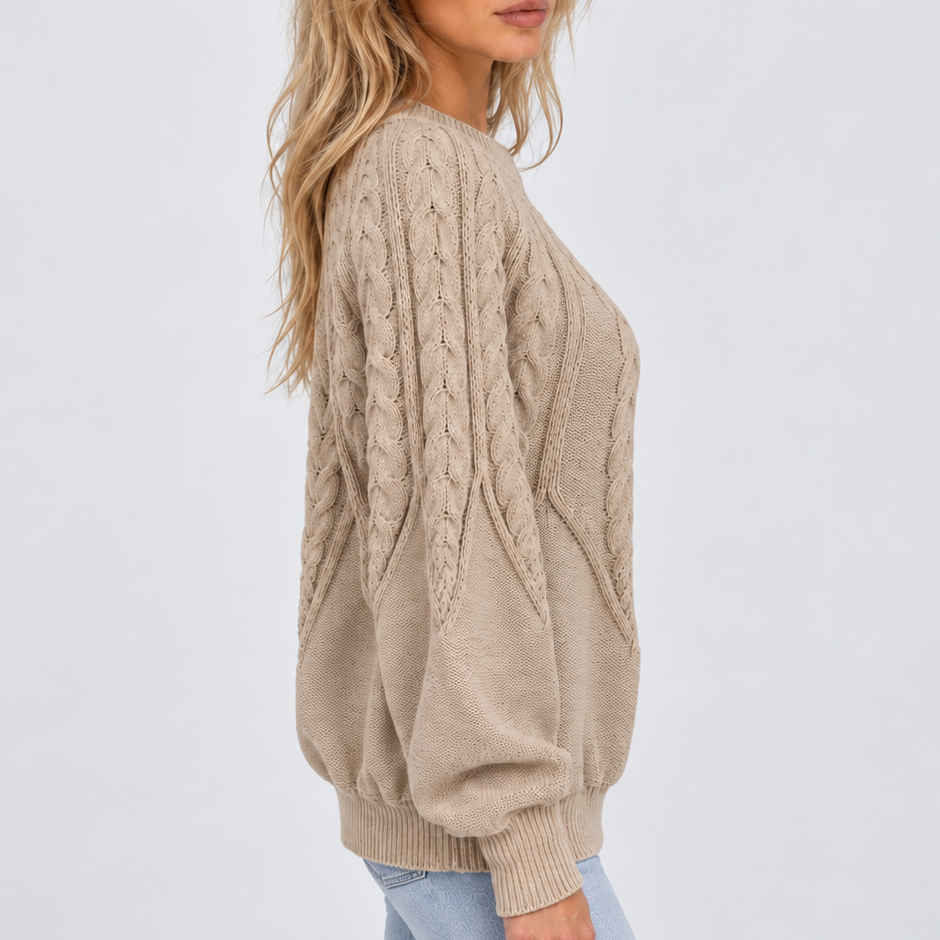 Feathorne Women's Cable Knit Balloon Sleeve Jumper - view 5