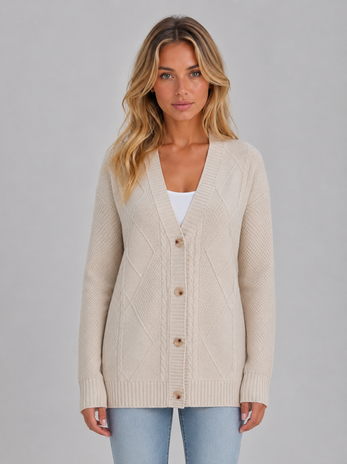 Feathorne Women's Cable Knit Button Cardigan - view 1