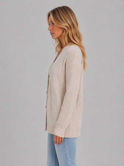 Feathorne Women's Cable Knit Button Cardigan - view 3