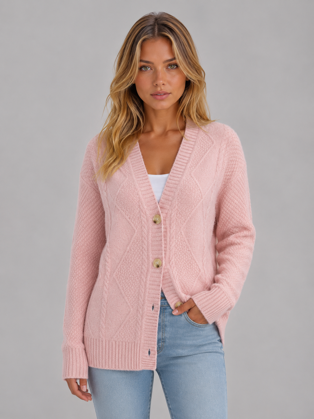Feathorne Women's Cable Knit Button Cardigan - view 5