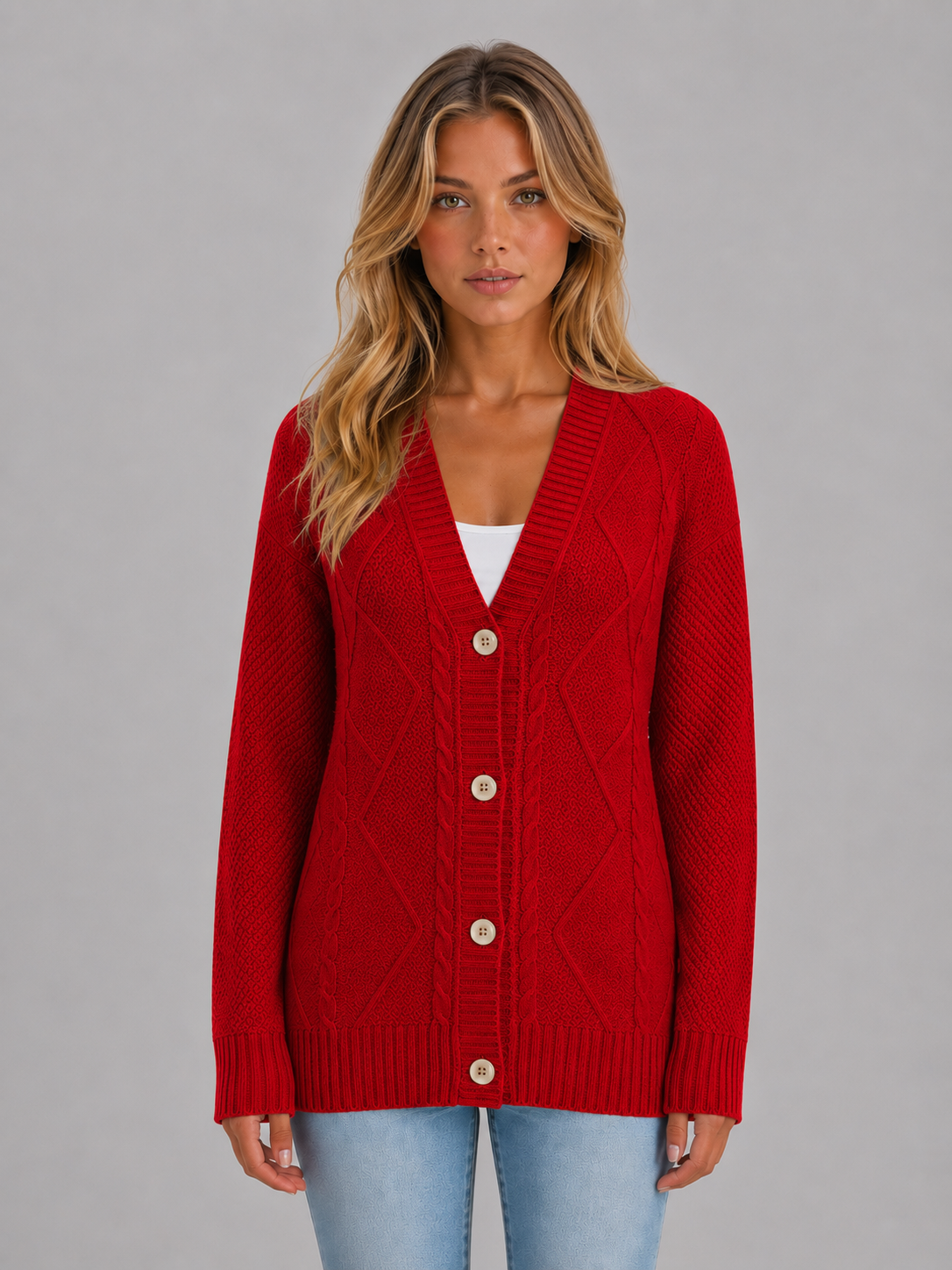 Feathorne Women's Cable Knit Button Cardigan - view 6