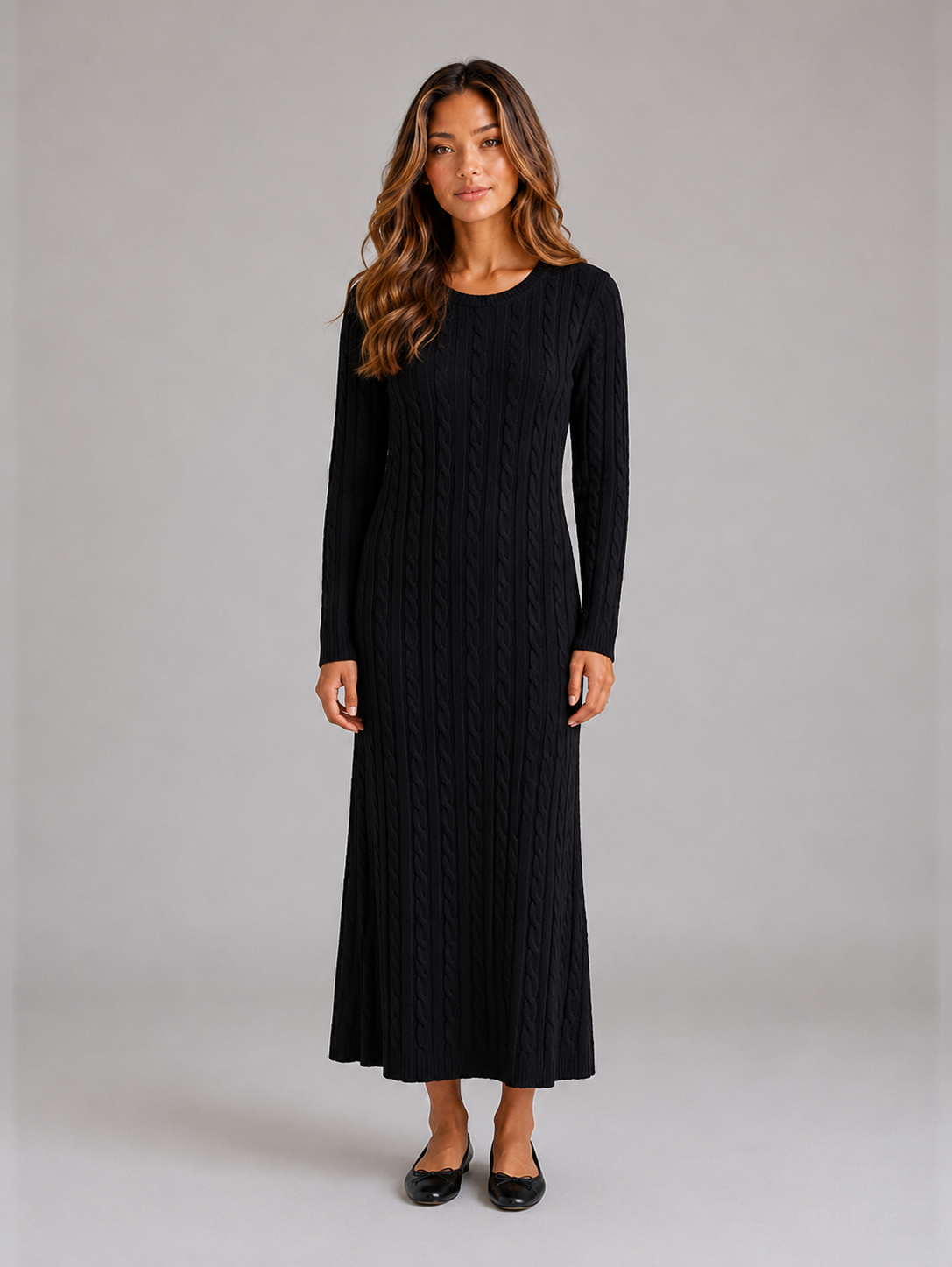 Feathorne Women's Cable Knit Long Sleeve Maxi Dress - view 5