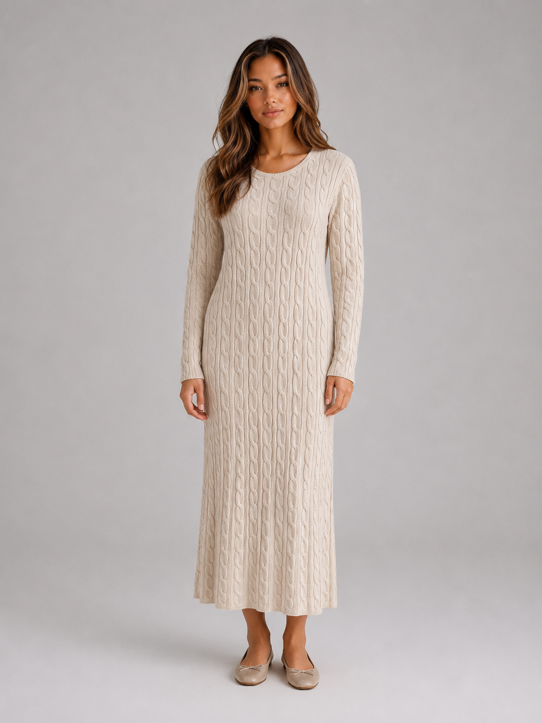 Feathorne Women's Cable Knit Long Sleeve Maxi Dress - view 1