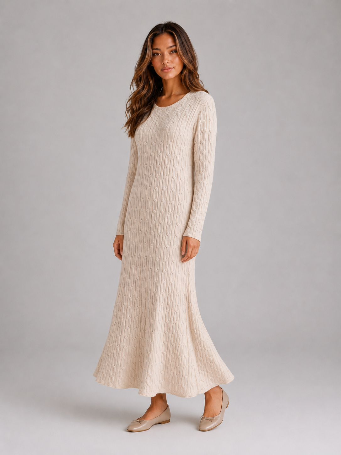 Feathorne Women's Cable Knit Long Sleeve Maxi Dress - view 3