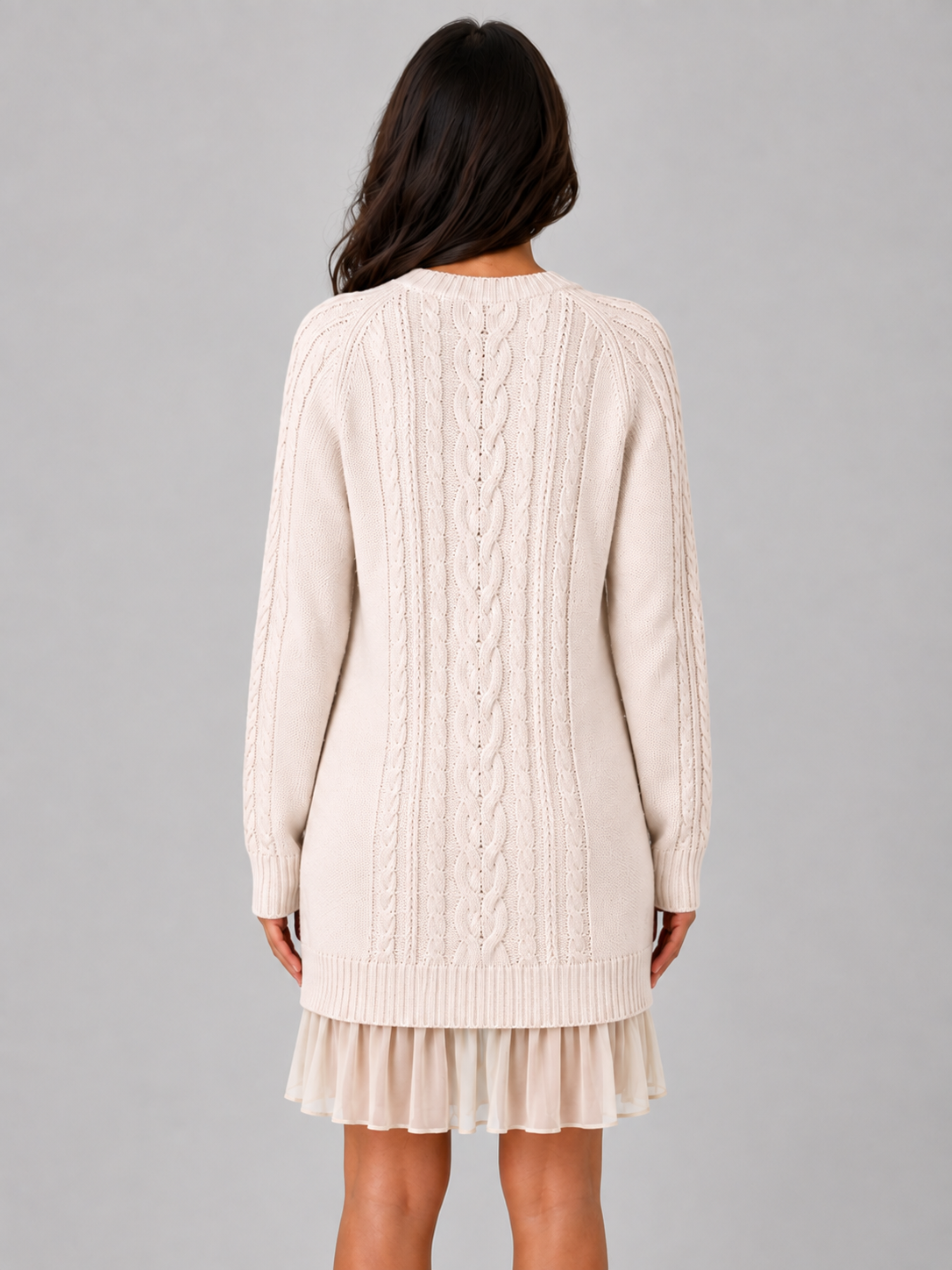 Feathorne Women's Cable Knit Pleated Hem Mini Dress - view 2