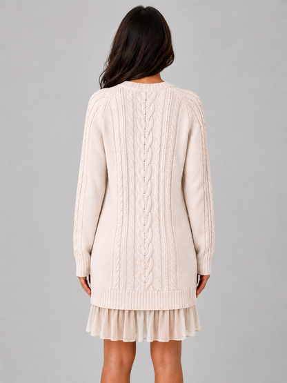 Feathorne Women's Cable Knit Pleated Hem Mini Dress - view 2