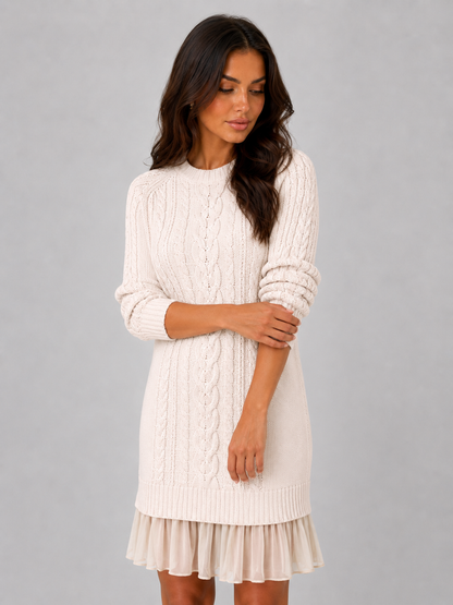 Feathorne Women's Cable Knit Pleated Hem Mini Dress - view 3