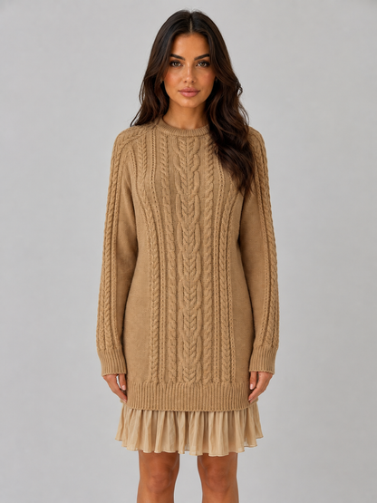 Feathorne Women's Cable Knit Pleated Hem Mini Dress - view 5
