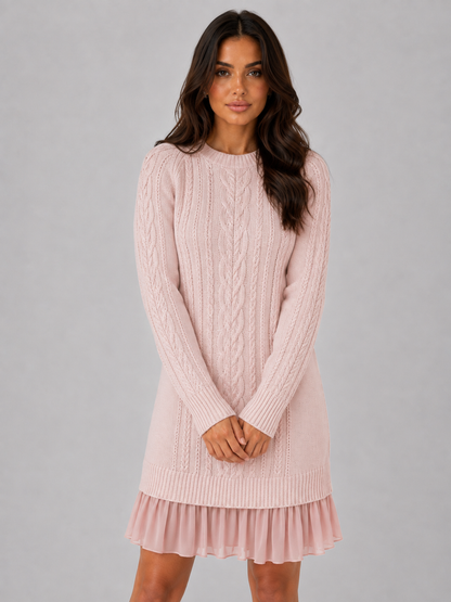 Feathorne Women's Cable Knit Pleated Hem Mini Dress - view 4