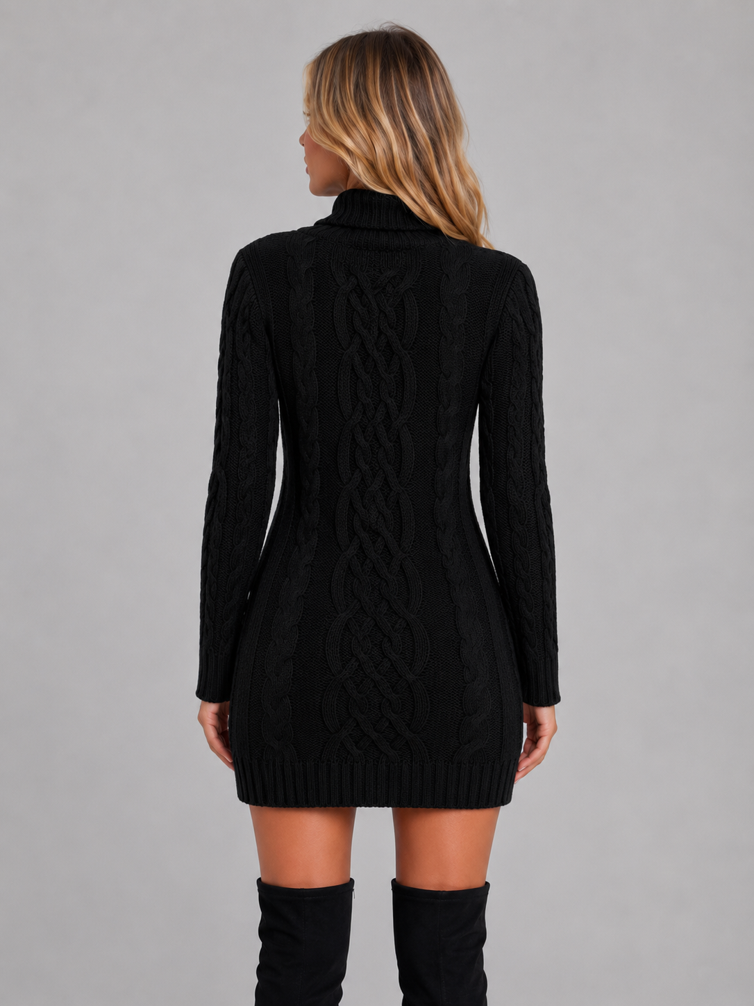 Feathorne Women's Cable Knit Roll Neck Jumper Dress - view 2