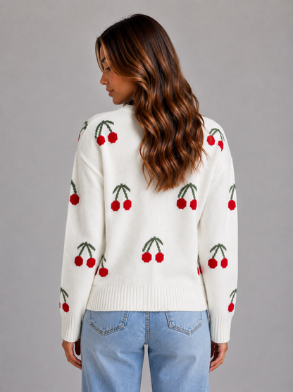 Feathorne Women's Cherry Print V-Neck Cardigan - view 2