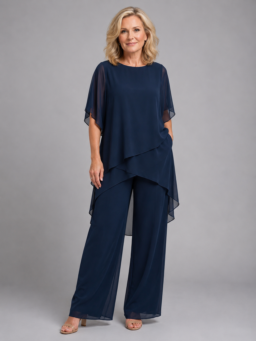 Feathorne Women's Chiffon Wide-Leg Two-Piece Set - view 1