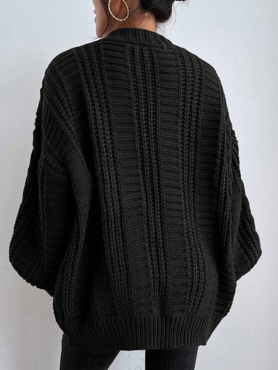 Feathorne Women's Chunky Cable Knit Balloon Sleeve Cardigan - view 8