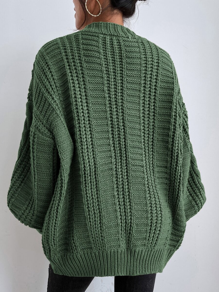 Feathorne Women's Chunky Cable Knit Balloon Sleeve Cardigan - view 2