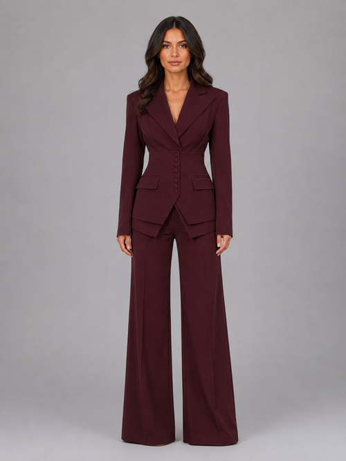Feathorne Women's Cinched Waist Wide-Leg Trouser Suit - view 1