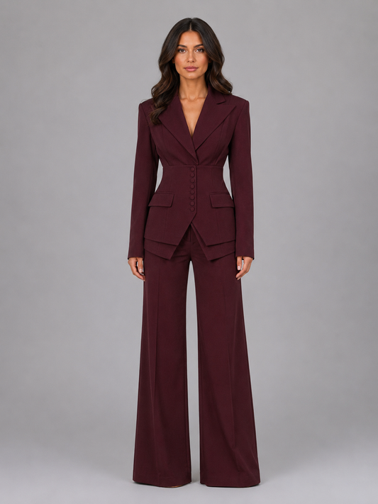 Feathorne Women's Cinched Waist Wide-Leg Trouser Suit - view 1