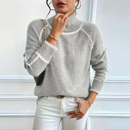 Feathorne Women's Grey Contrast Trim Turtleneck Jumper - view 2
