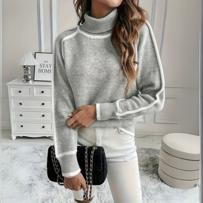 Feathorne Women's Grey Contrast Trim Turtleneck Jumper - view 3