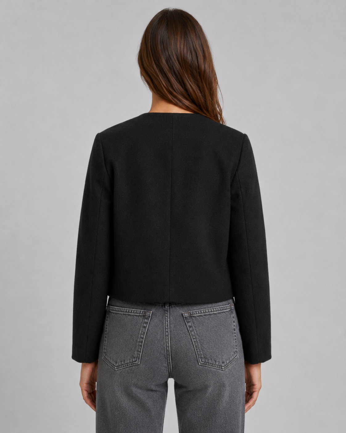Feathorne Women's Rosalyn Green Cropped Collarless Jacket - front view style