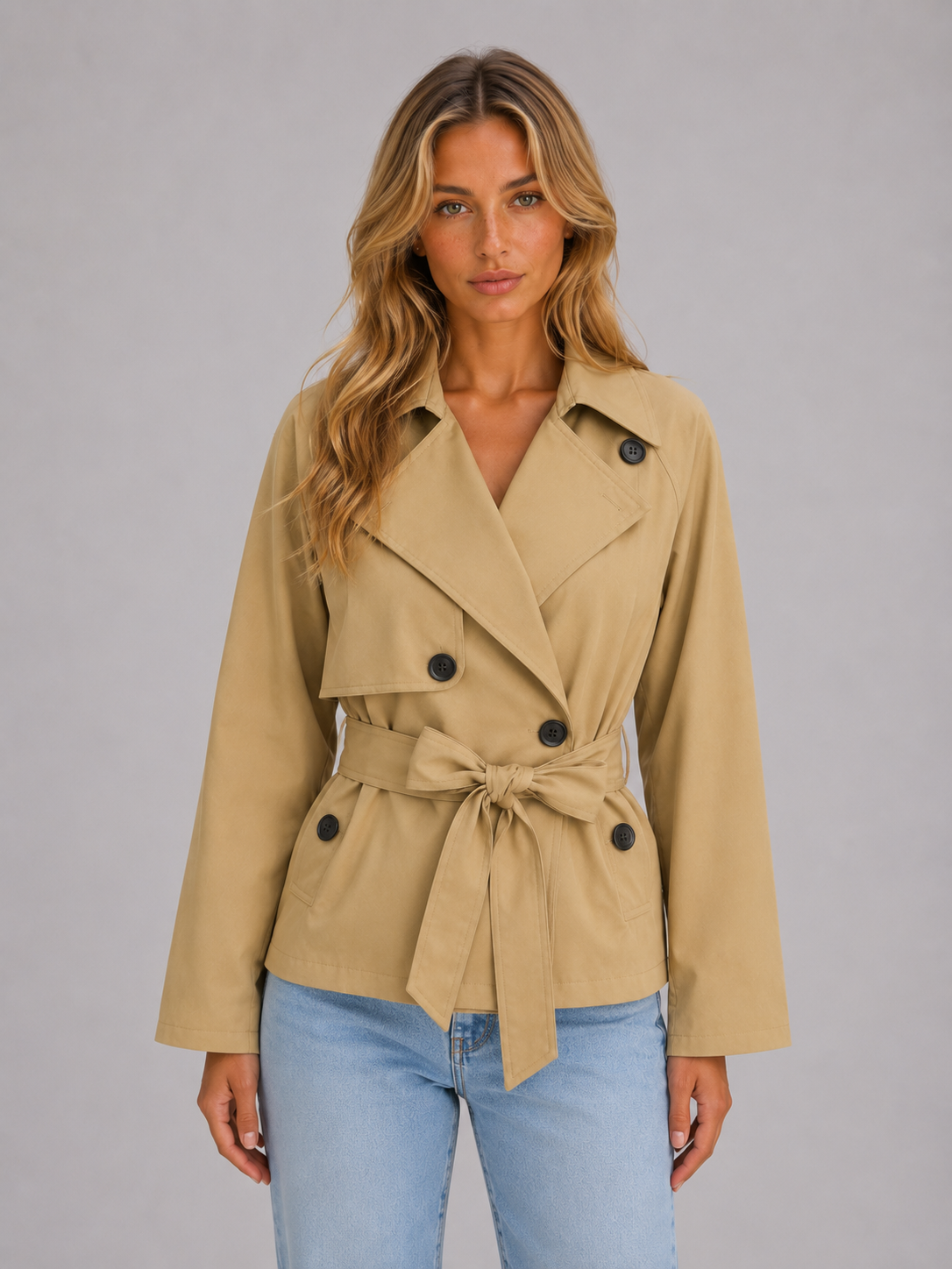 Feathorne Women's Cropped Double-Breasted Trench Jacket - view 4