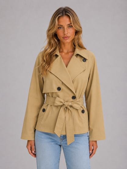 Feathorne Women's Cropped Double-Breasted Trench Jacket - view 4