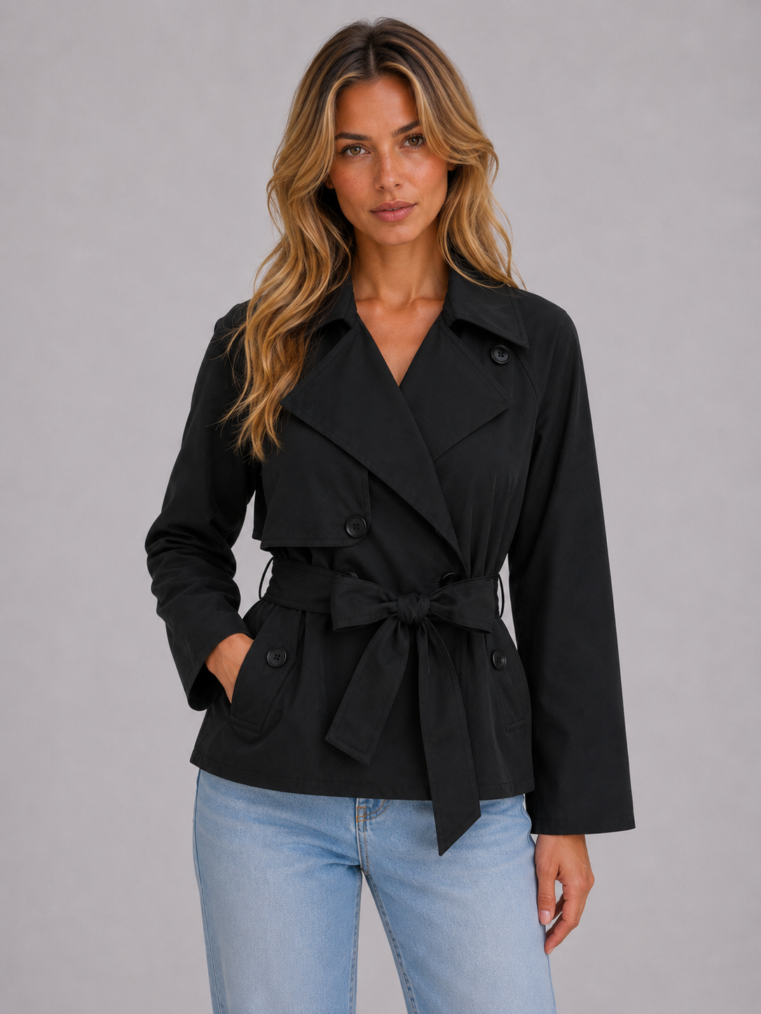 Feathorne Women's Cropped Double-Breasted Trench Jacket - view 5