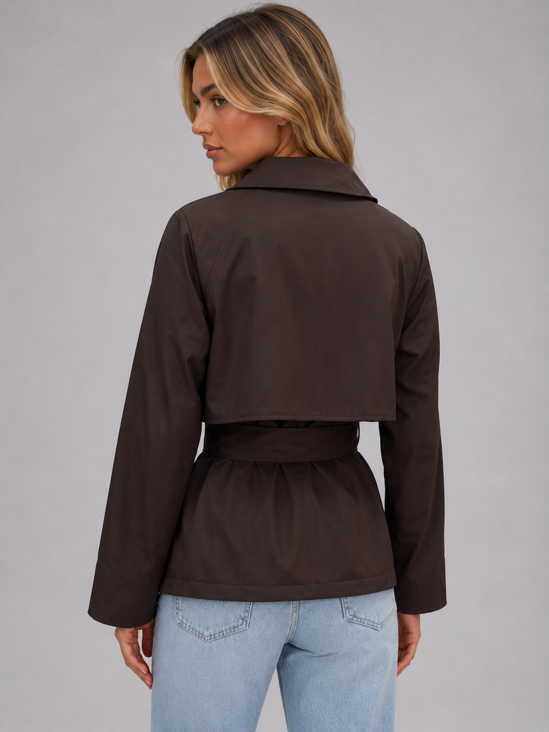 Feathorne Women's Cropped Double-Breasted Trench Jacket - view 2