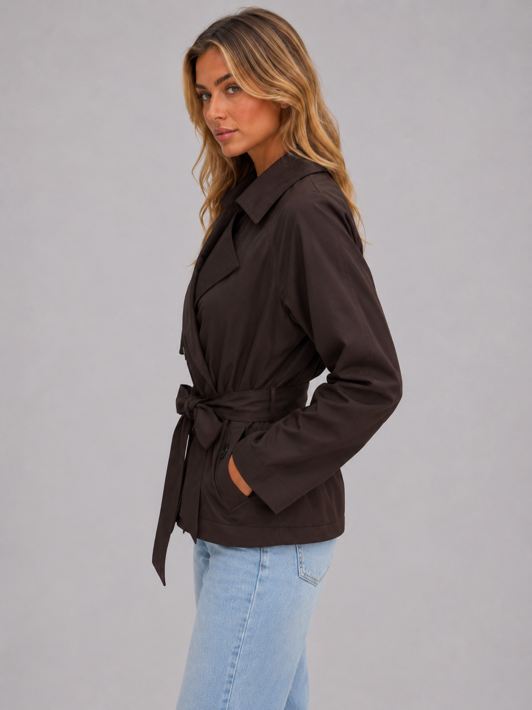 Feathorne Women's Cropped Double-Breasted Trench Jacket - view 3