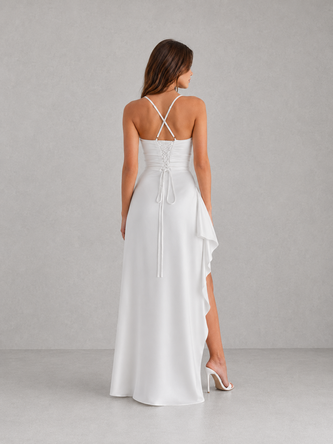 Feathorne Women's Rosemary Draped Satin Feel Maxi Dress - side view style
