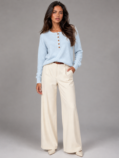 Women's Fine Knit Henley Jumper