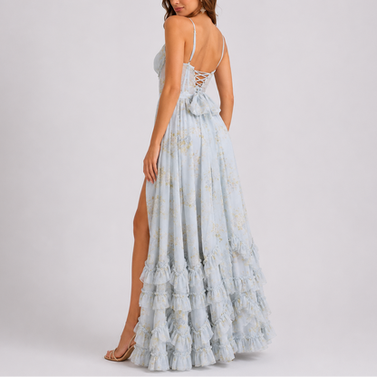Feathorne Women's Floral Corset Maxi Dress Primrose - back view