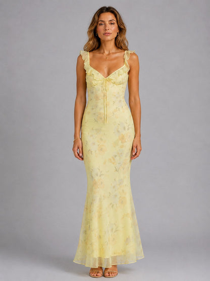 Feathorne Women's Floral Ruffle Strap Maxi Dress - view 1