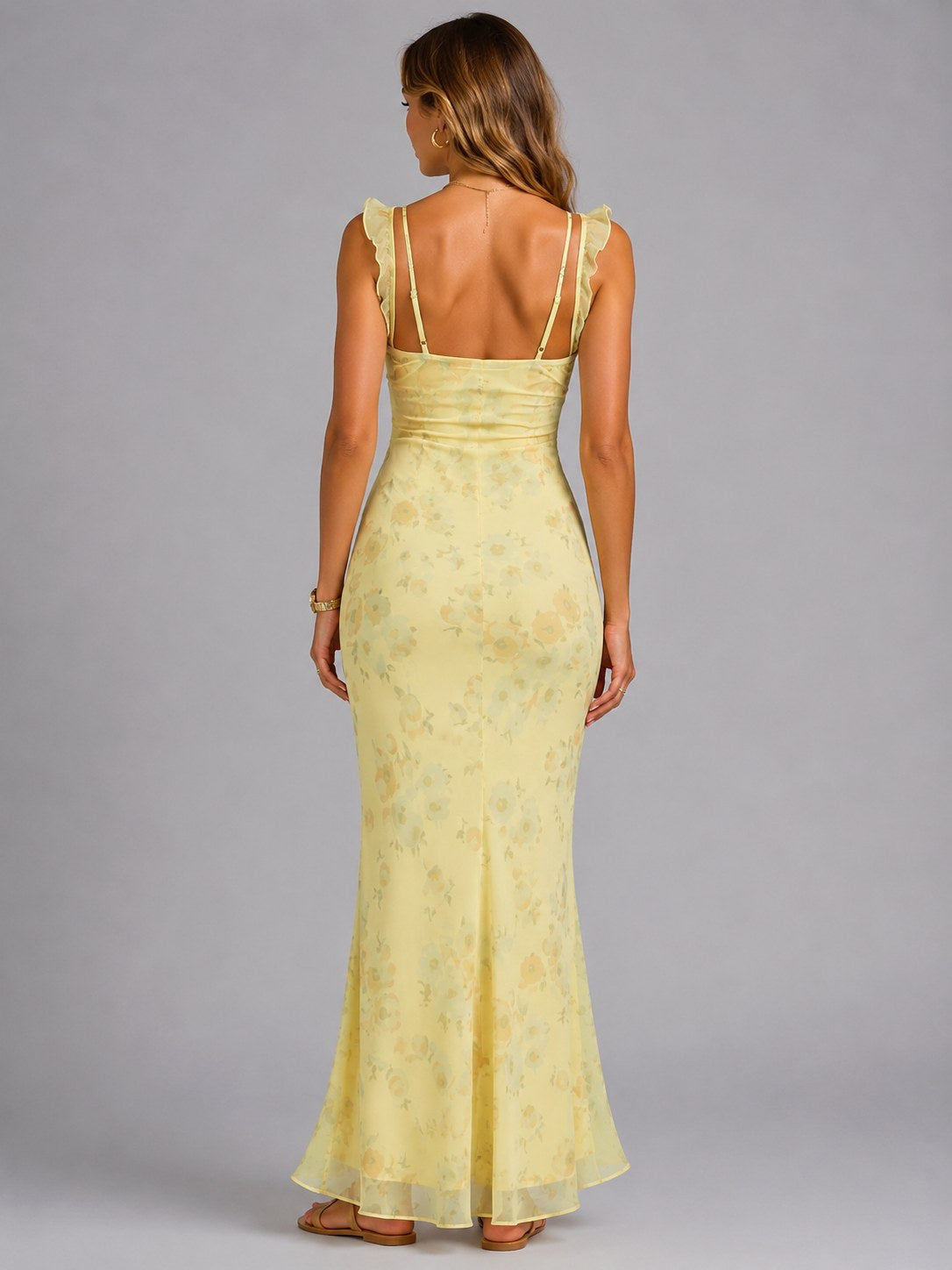 Feathorne Women's Floral Ruffle Strap Maxi Dress - view 3