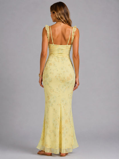 Feathorne Women's Floral Ruffle Strap Maxi Dress - view 3