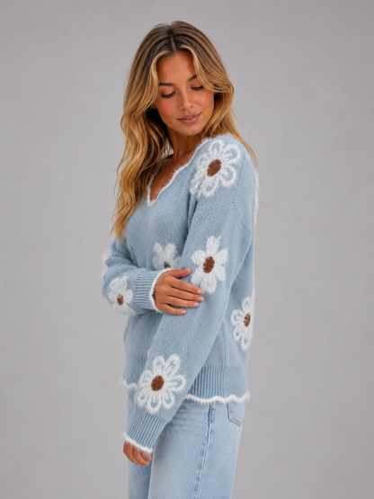 Feathorne Women's Floral V-Neck Jumper - view 3